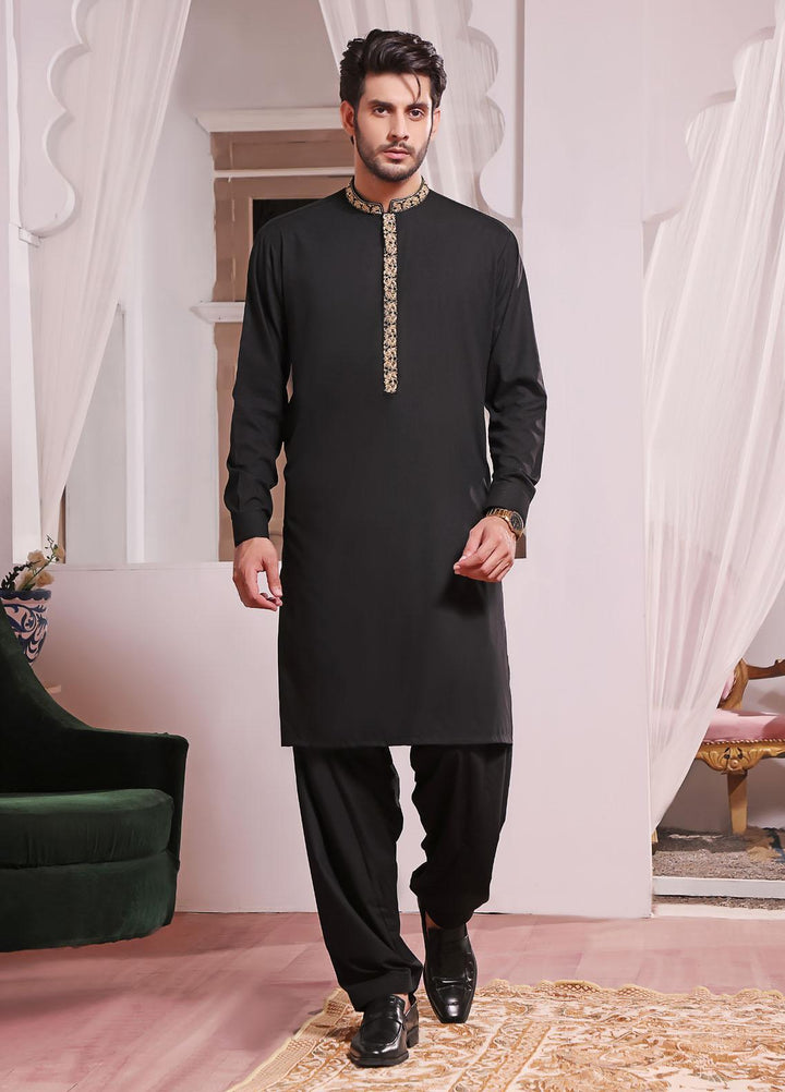 The Great Master (TGM) Wash N Wear Formal Kameez Shalwar for Men -  TGM22MNF Black Plague