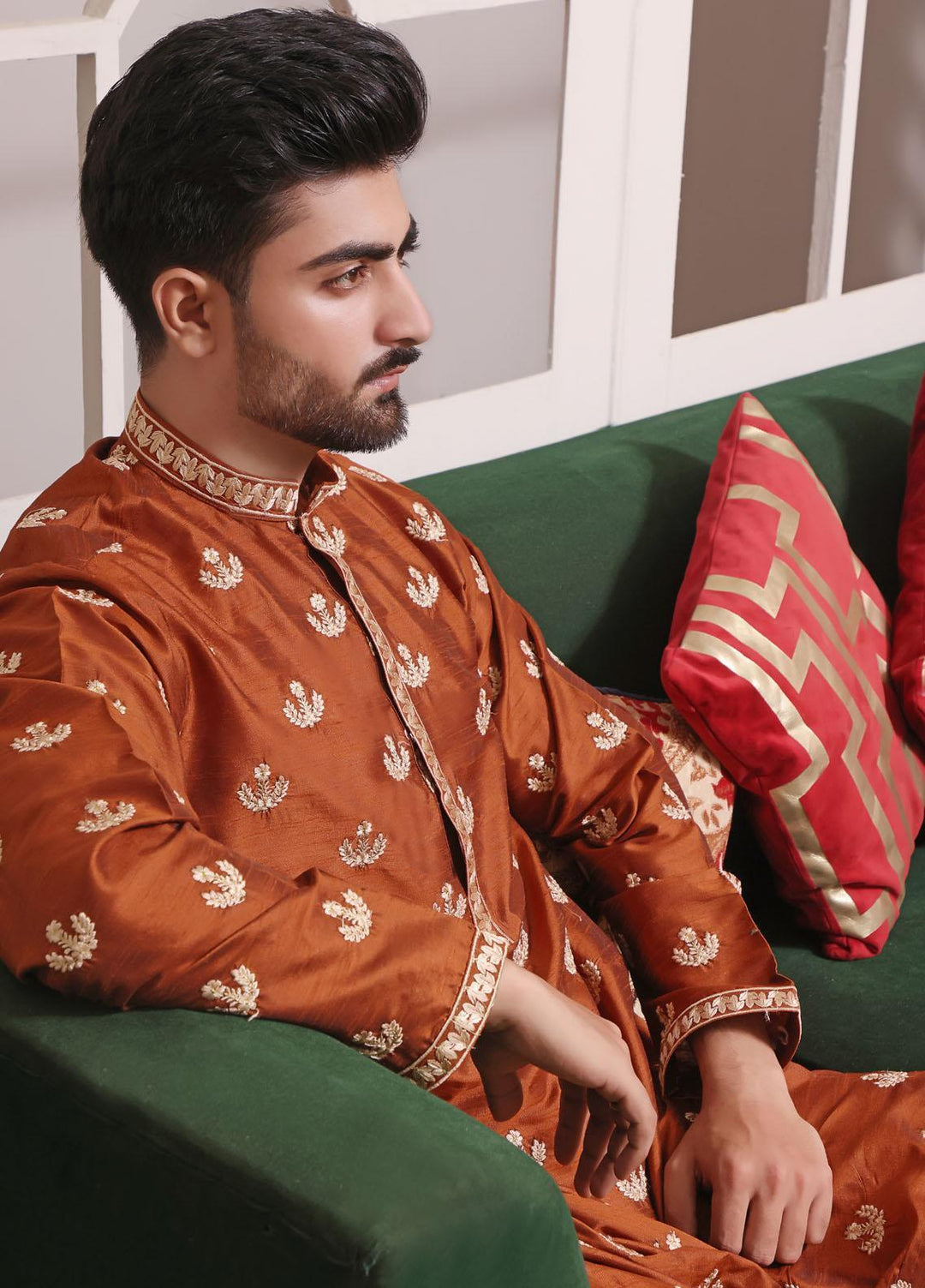 The Great Master (TGM) Raw Silk Formal Kurta Pajama for Men -  TGM22MNF Orange Daisy