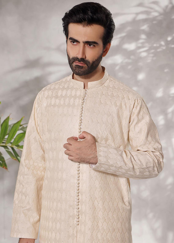 The Great Master (TGM) Jamawar Fancy Kameez Shalwar for Men -  Creamy Desire