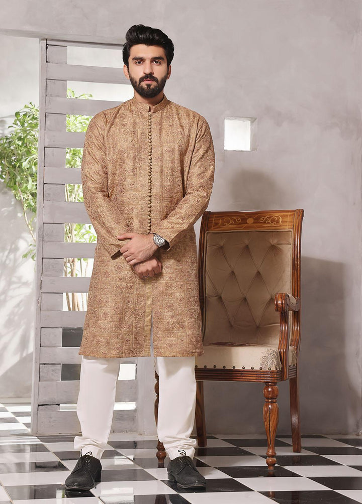 The Great Master (TGM) Jamawar Fancy Men Kameez Shalwar -  Gleaming Gold