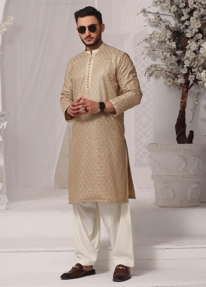 The Great Master (TGM) Jamawar Formal Men Kameez Shalwar -  GOLDEN DOE