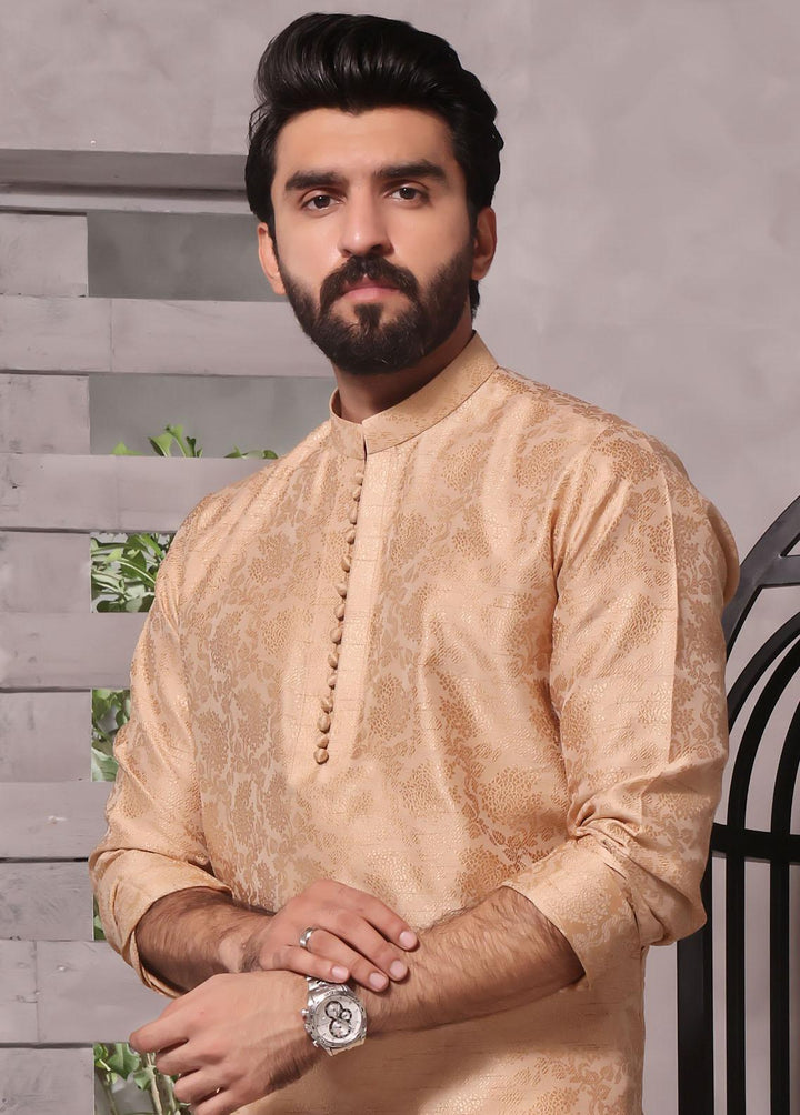 The Great Master (TGM) Jamawar Fancy Kameez Shalwar for Men -  Lustrous Gold