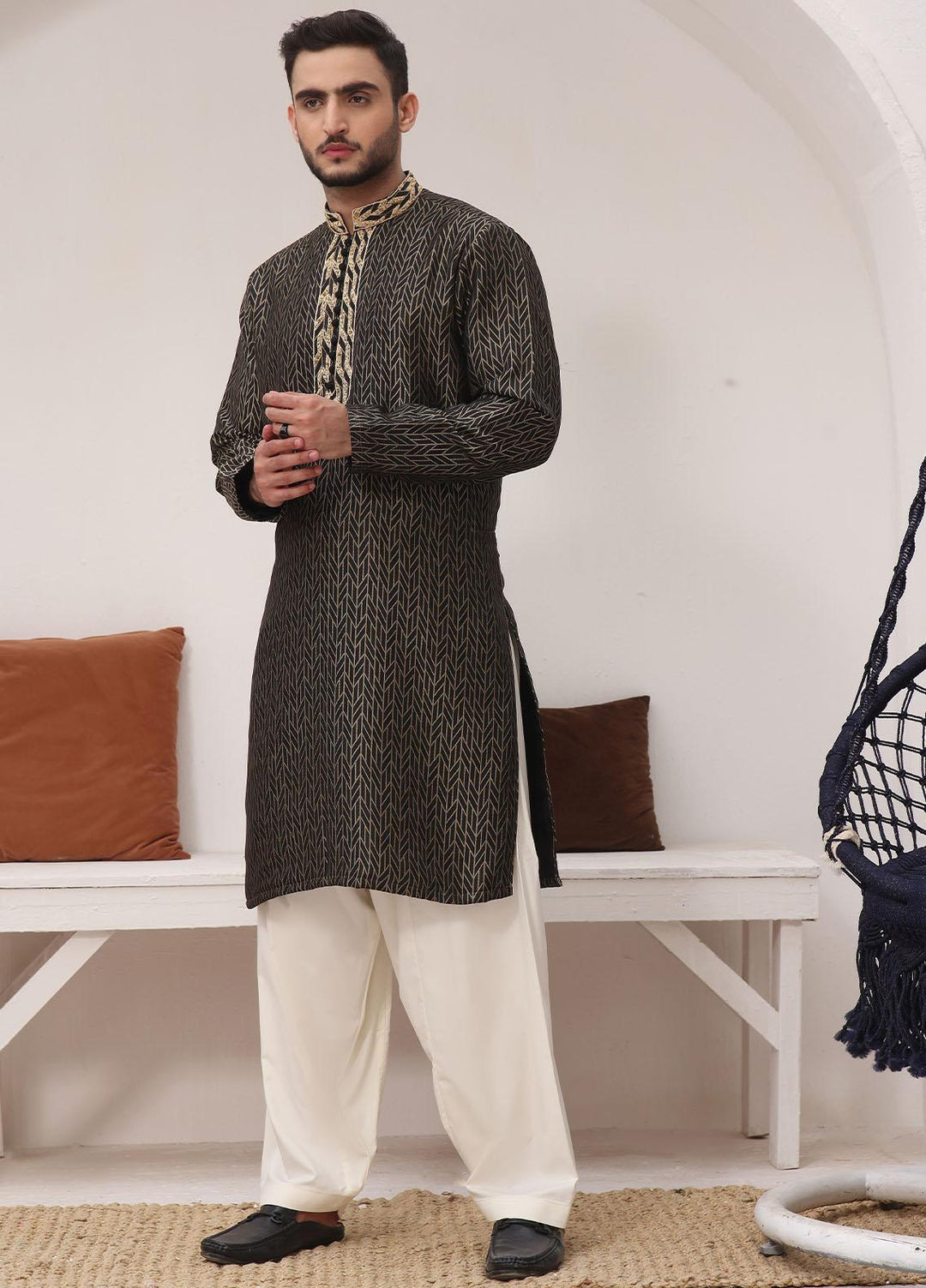 The Great Master (TGM) Jamawar Formal Men Kameez Shalwar -  MIDNIGHT GLIMMER