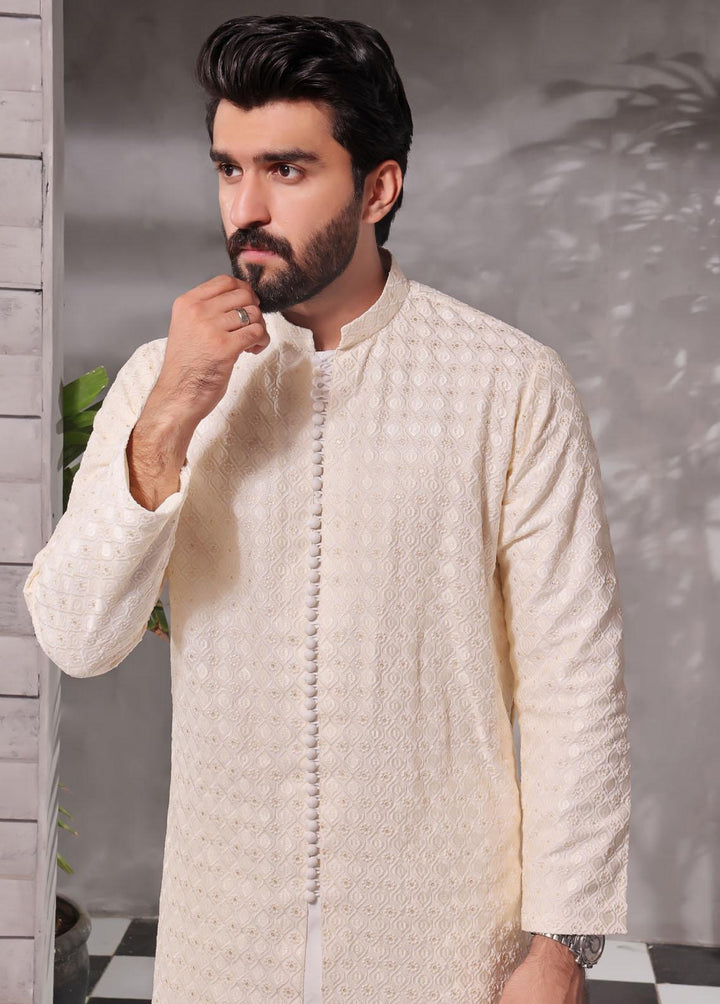 The Great Master (TGM) Jamawar Fancy Kameez Shalwar for Men -  Vanilla Desire