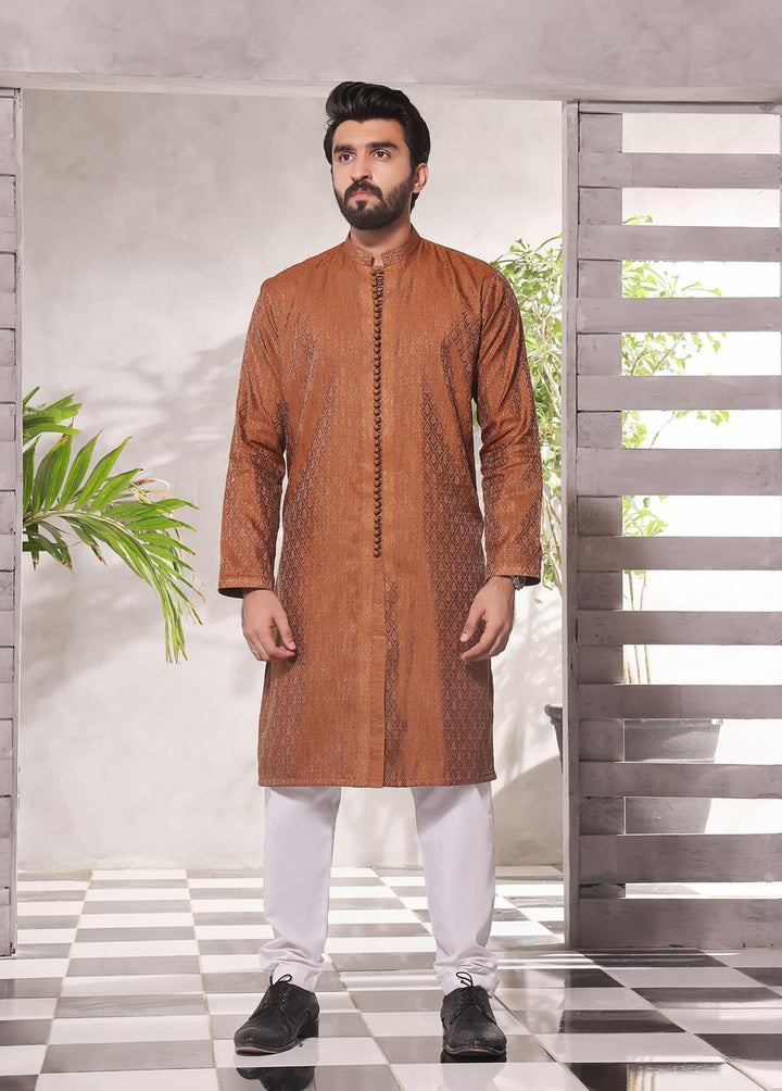 The Great Master (TGM) Jamawar Fancy Men Kameez Shalwar -  Walnut Elegance