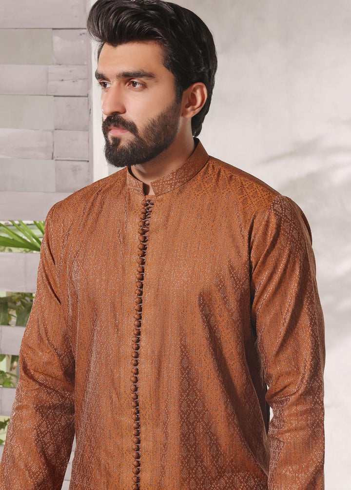 The Great Master (TGM) Jamawar Fancy Men Kameez Shalwar -  Walnut Elegance