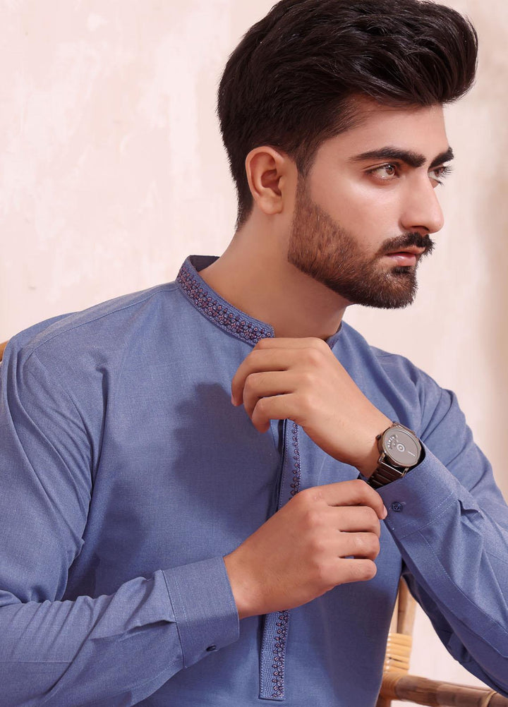 The Great Master (TGM) Wash N Wear Formal Men Kameez Shalwar -  TGM22MN-4 Blue River