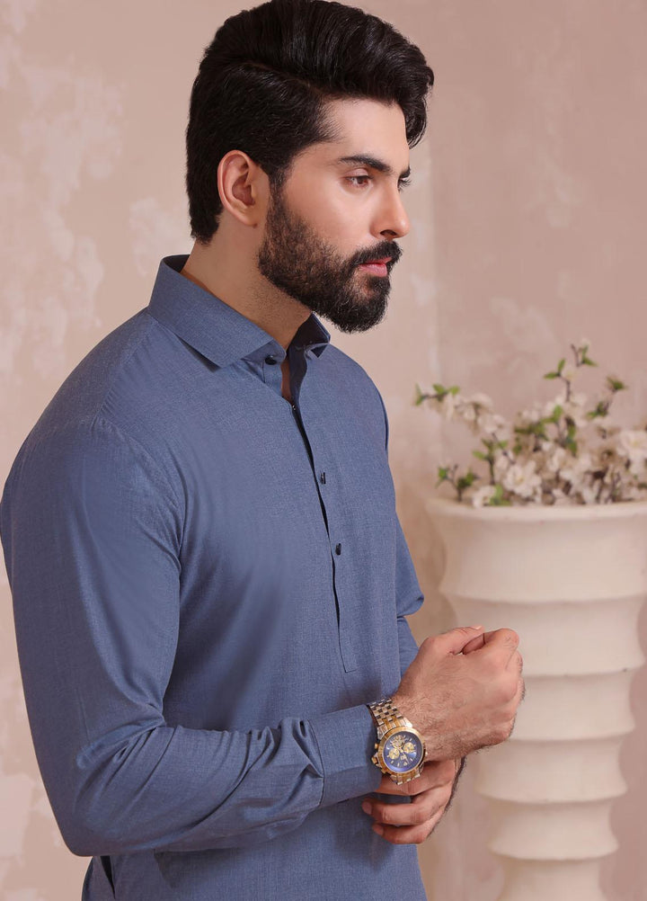 The Great Master (TGM) Wash N Wear Formal Kameez Shalwar for Men -  TGM22MN-4 Gentian Blue
