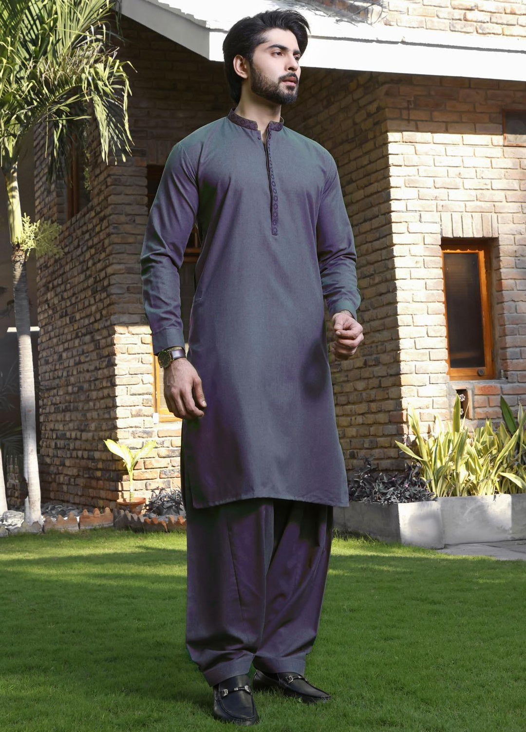The Great Master (TGM) Wash N Wear Formal Shalwar Kameez for Men -  TGM22MS-2 Grass Hopper