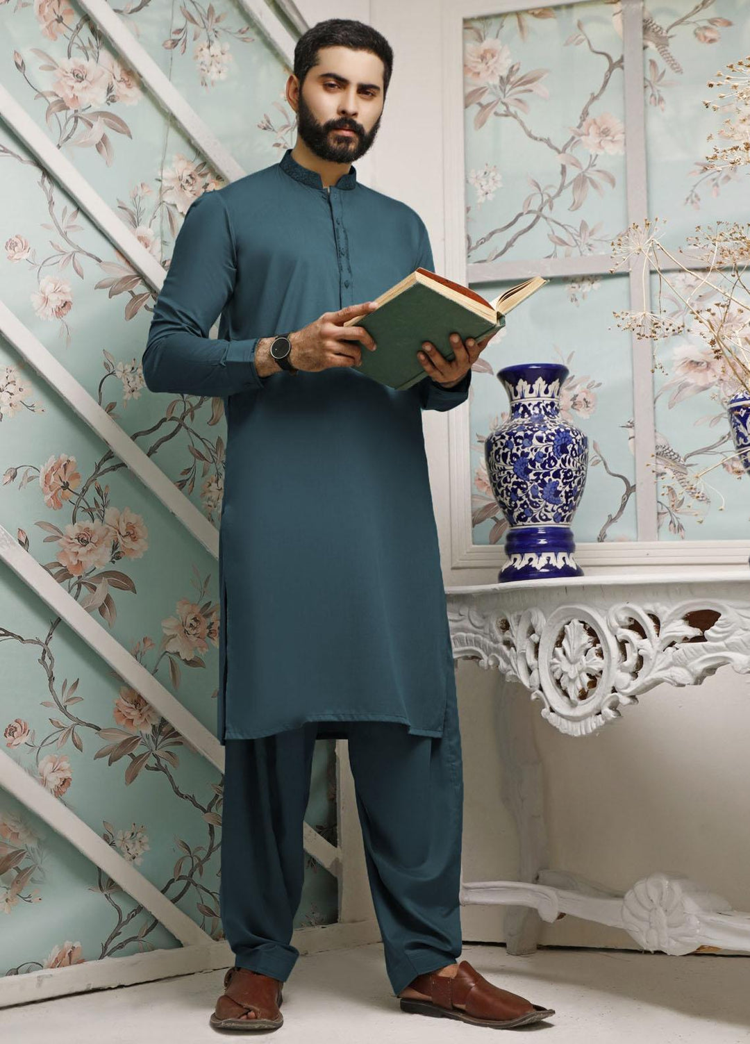 The Great Master (TGM) Wash N Wear Formal Men Shalwar Kameez -  TGM22MS-2 Turqouise Green D-12