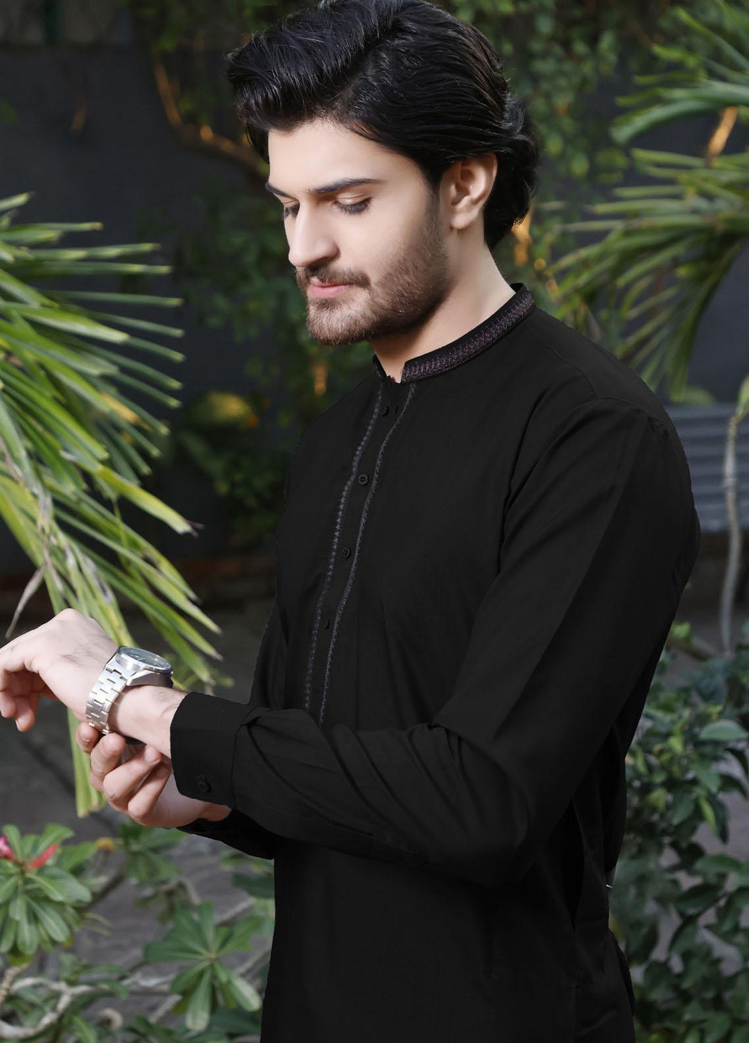 The Great Master (TGM) Wash N Wear Formal Men Shalwar Kameez -  TGM22MS-2 Black Pine