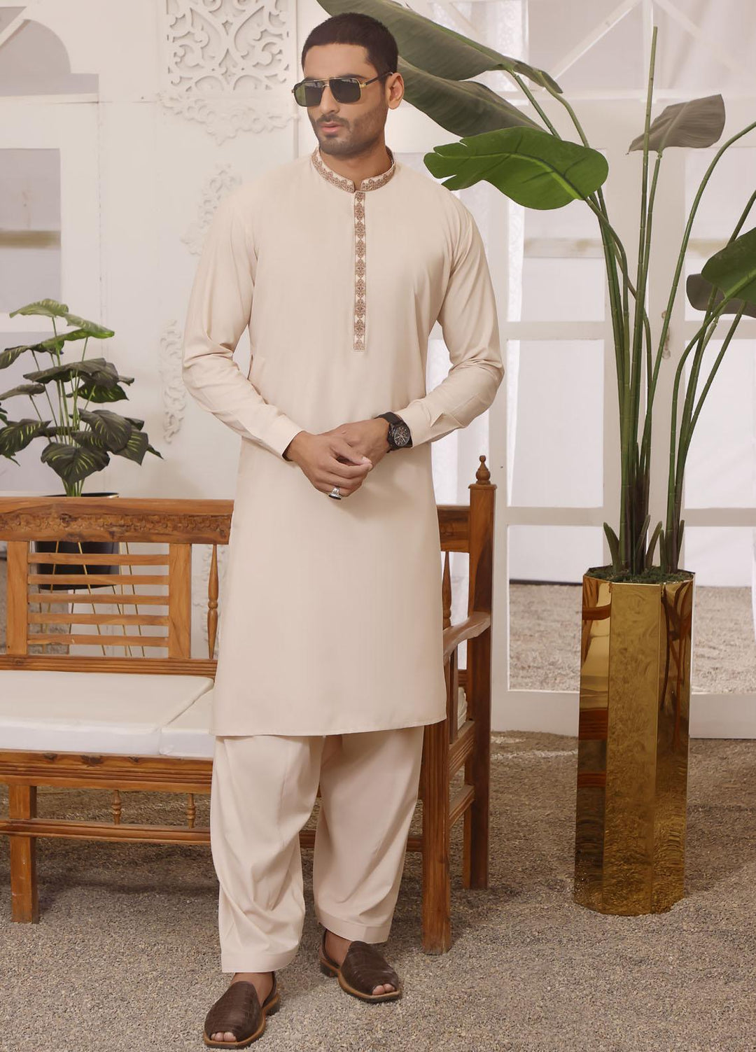 The Great Master (TGM) Wash N Wear Formal Shalwar Kameez for Men -  TGM22MS-3 Buttermilk