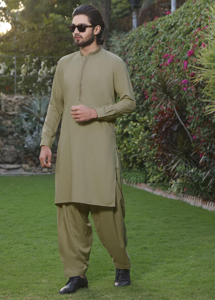 The Great Master (TGM) Wash N Wear Formal Men Shalwar Kameez -  TGM22MKS Old Moss