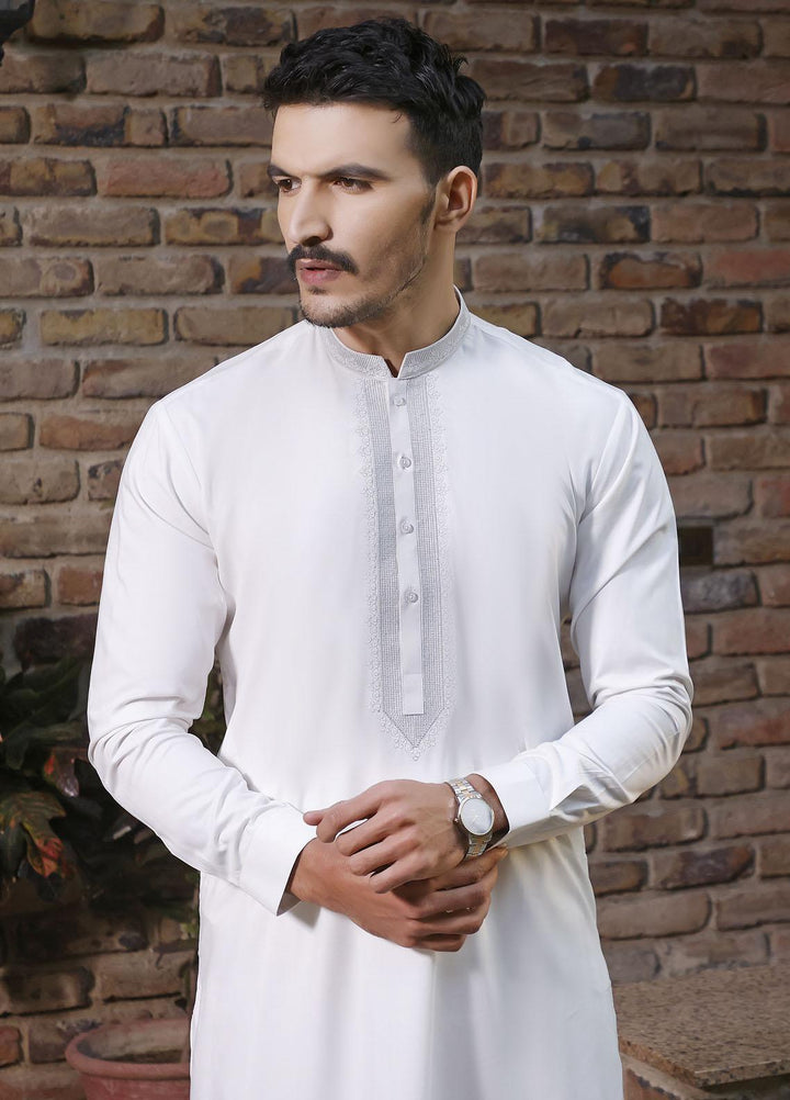 The Great Master (TGM) Cotton Formal Men Shalwar Kameez -  TGM22MKS Pure White D-4