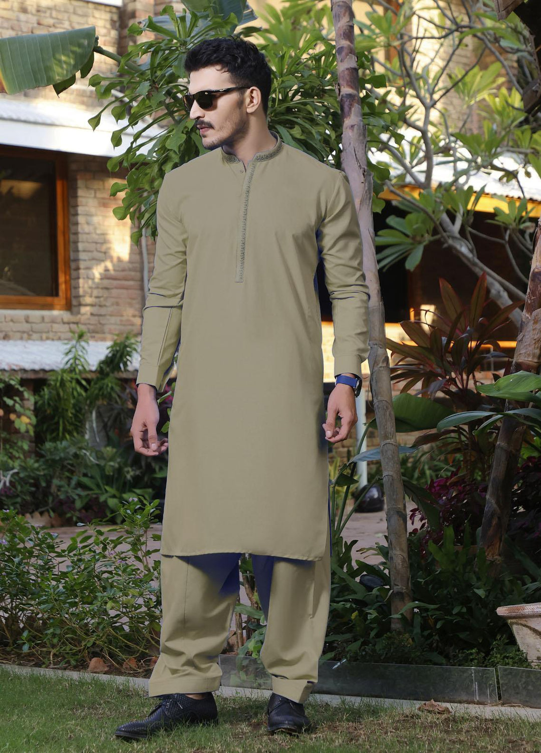 The Great Master (TGM) Wash N Wear Formal Shalwar Kameez for Men -  TGM22MKS Moss Green D-1