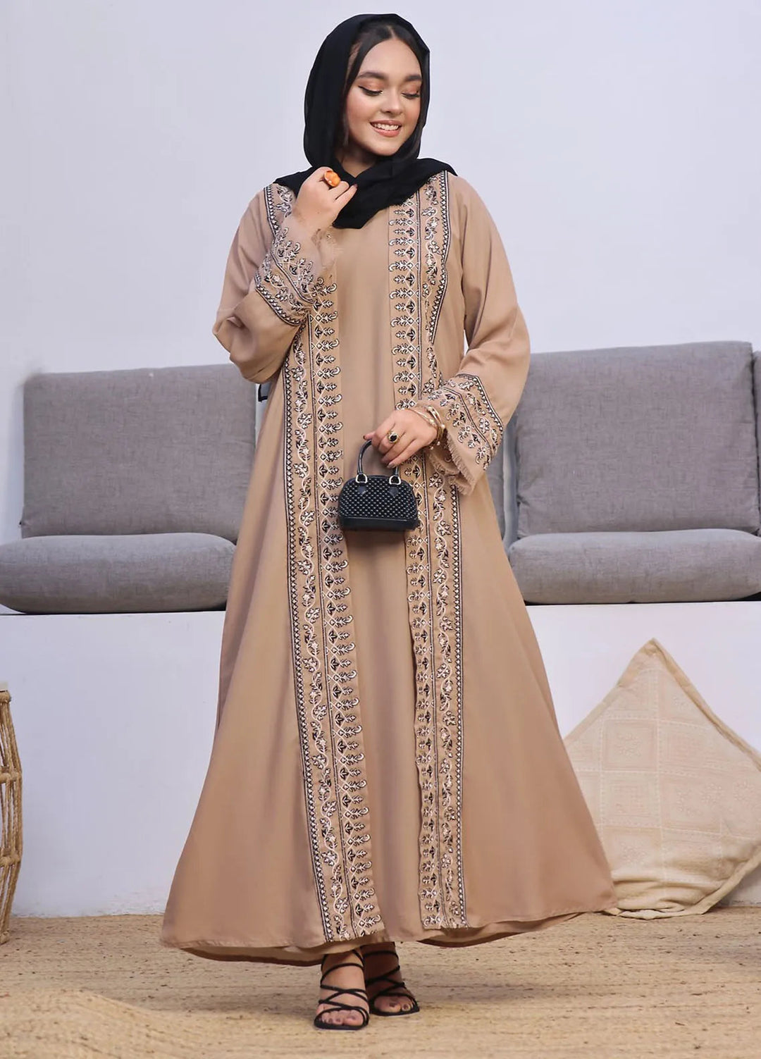 TGM Pret Embroidered Georgette Abaya Azra