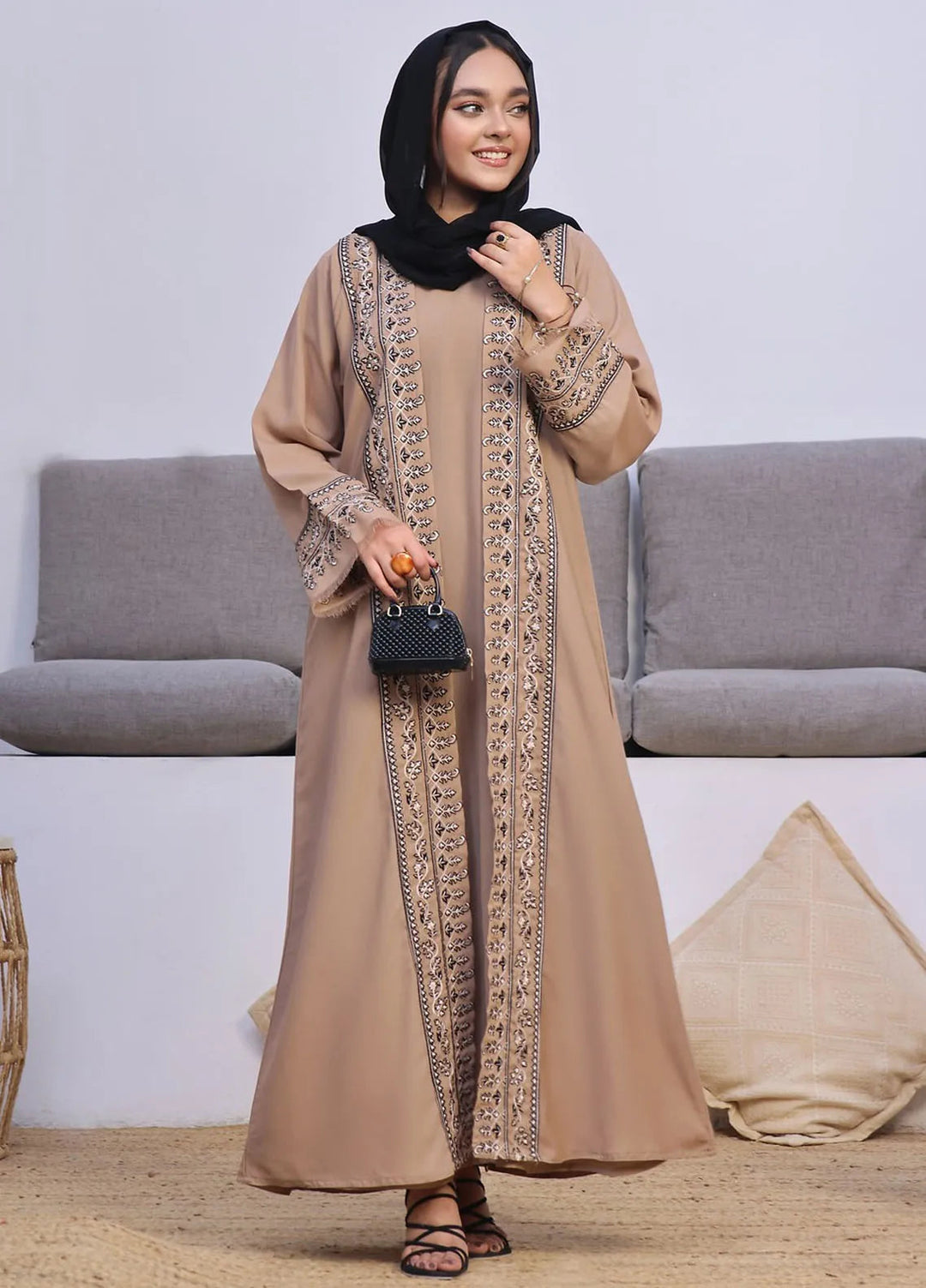 TGM Pret Embroidered Georgette Abaya Azra