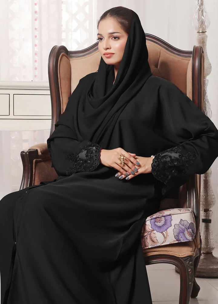 TGM Pret Embroidered Nidha Abaya Neelam Black