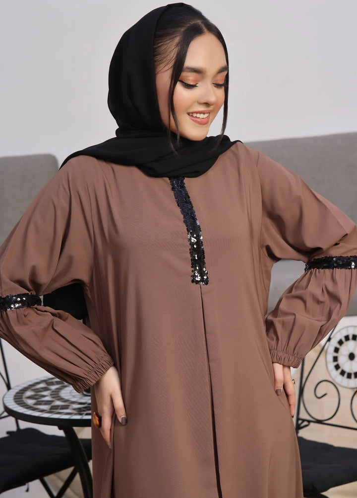 TGM Pret Lace Work Georgette Abaya Zavia