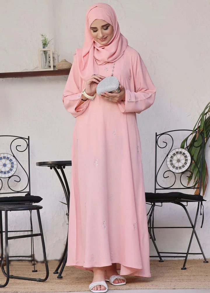 TGM Pret Stone Work Georgette Abaya Sanaubar