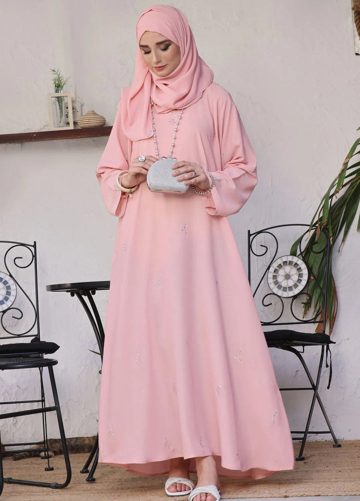 TGM Pret Stone Work Georgette Abaya Sanaubar