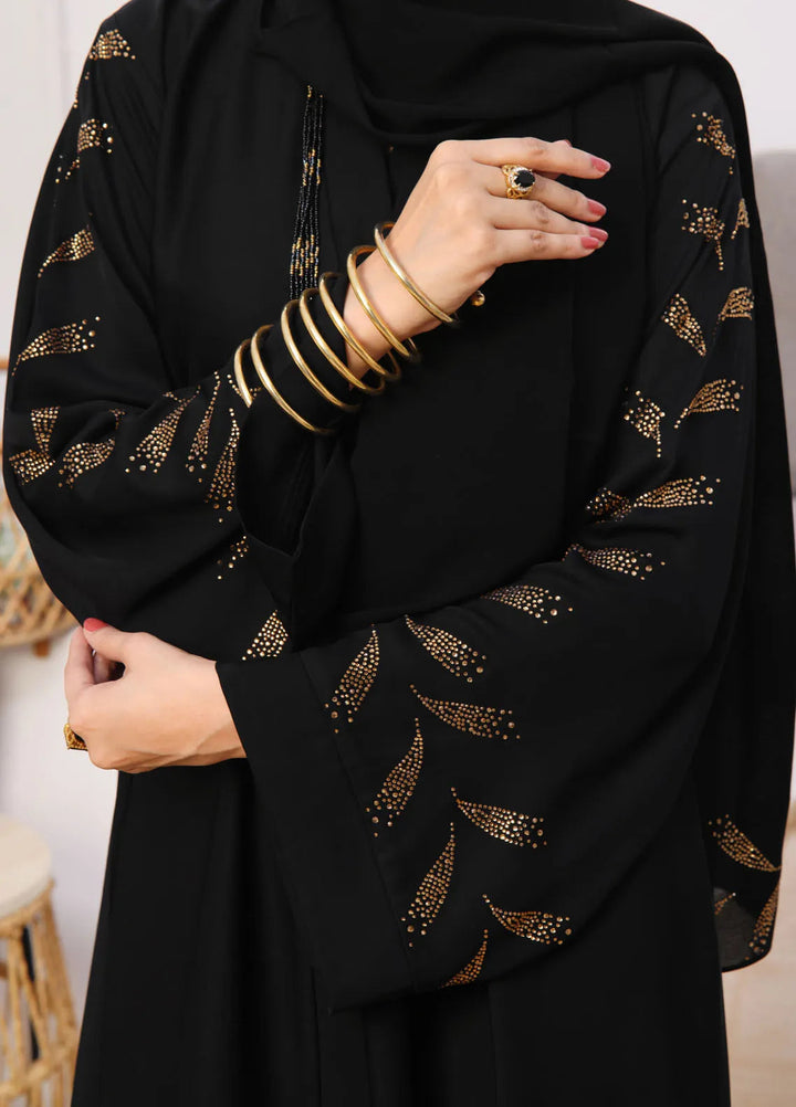 TGM Pret Stone Work Nidha Abaya Grace Black