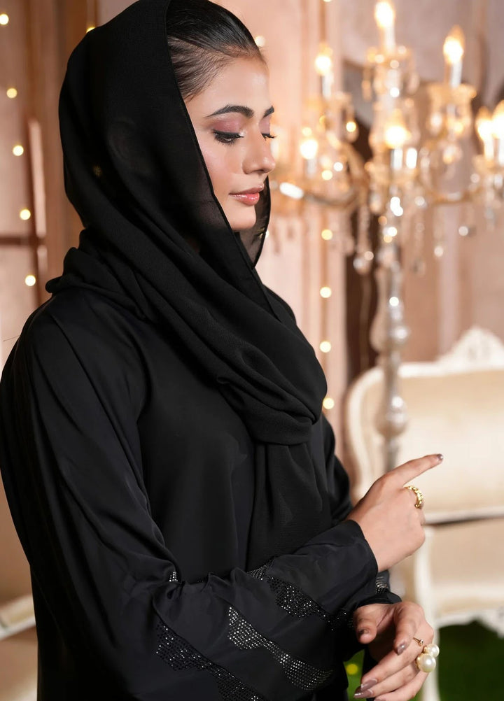 TGM Pret Stone Work Nidha Abaya Raya Black