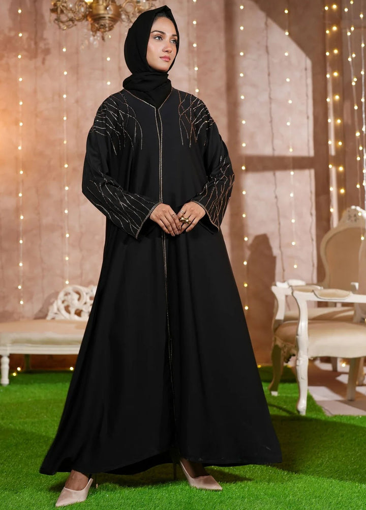 TGM Pret Stone Work Nidha Abaya Sajida Black