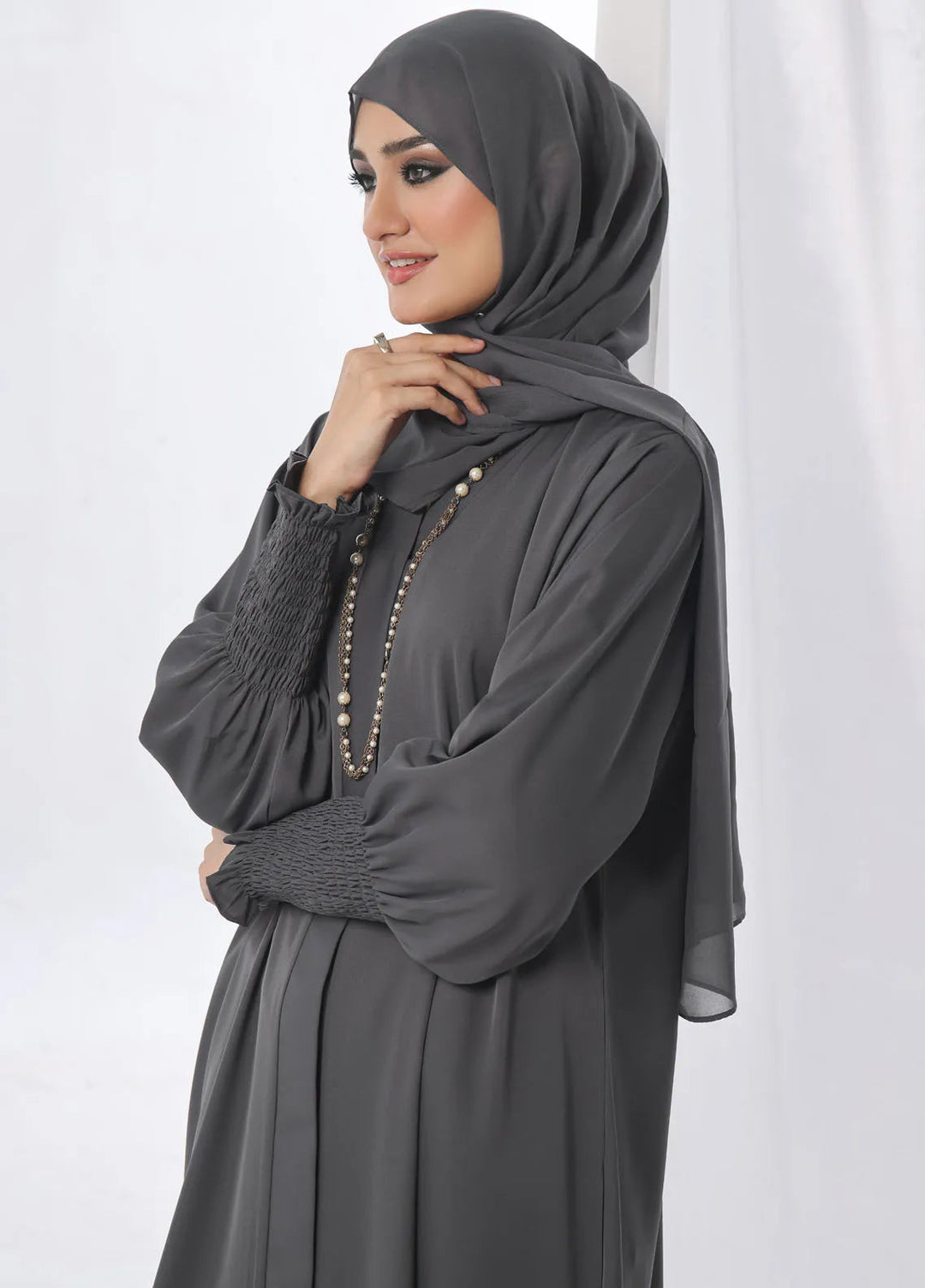 TGM Pret Stylish Nidha Abaya Grey Paradise