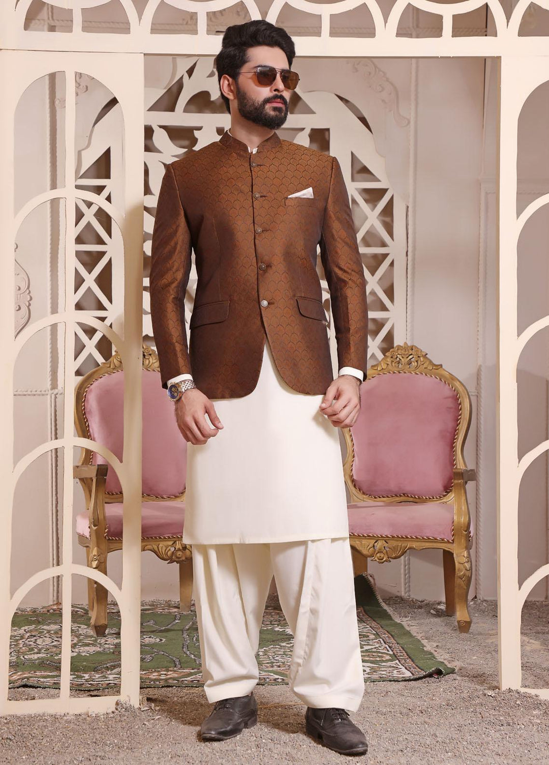The Great Master (TGM) Jamawar Festive Prince Coat for Men -  TGM22PC Prince Coat - 1