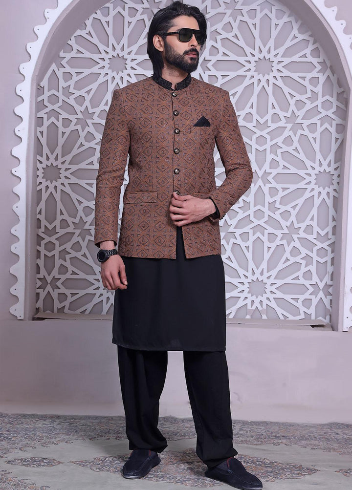 The Great Master (TGM) Raw Silk Festive Prince Coat for Men -  PC-66 Brown