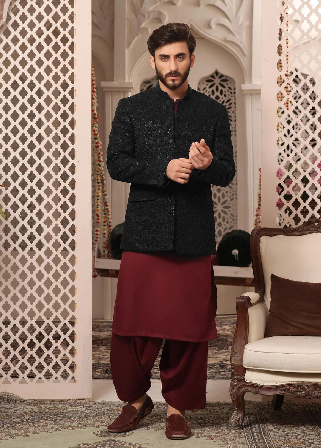 The Great Master (TGM) Raw Silk Embroidered Prince Coat for Men -  Prince Coat 70