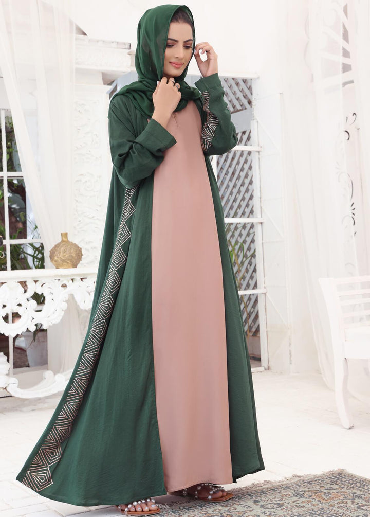 The Great Master (TGM)  Nida Stitched Abaya Green Magic