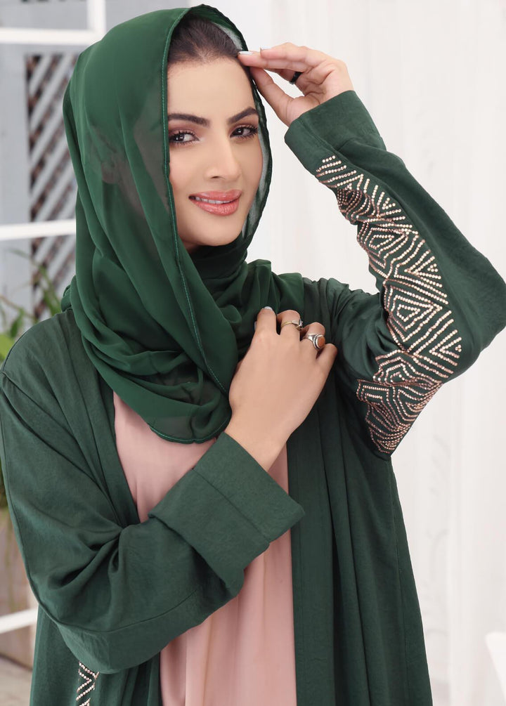 The Great Master (TGM)  Nida Stitched Abaya Green Magic