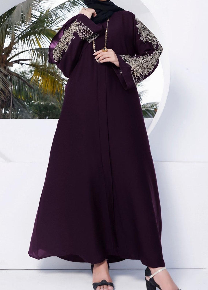 The Great Master (TGM)  Korean Nida Front Open Abaya TGM22MM Purple Bliss