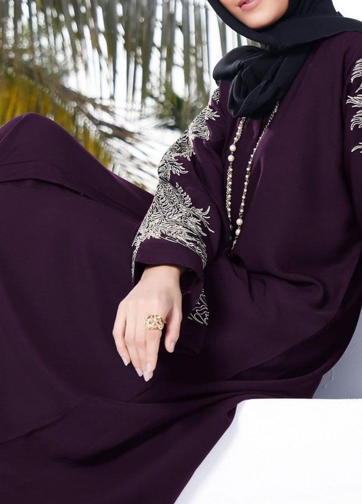 The Great Master (TGM)  Korean Nida Front Open Abaya TGM22MM Purple Bliss