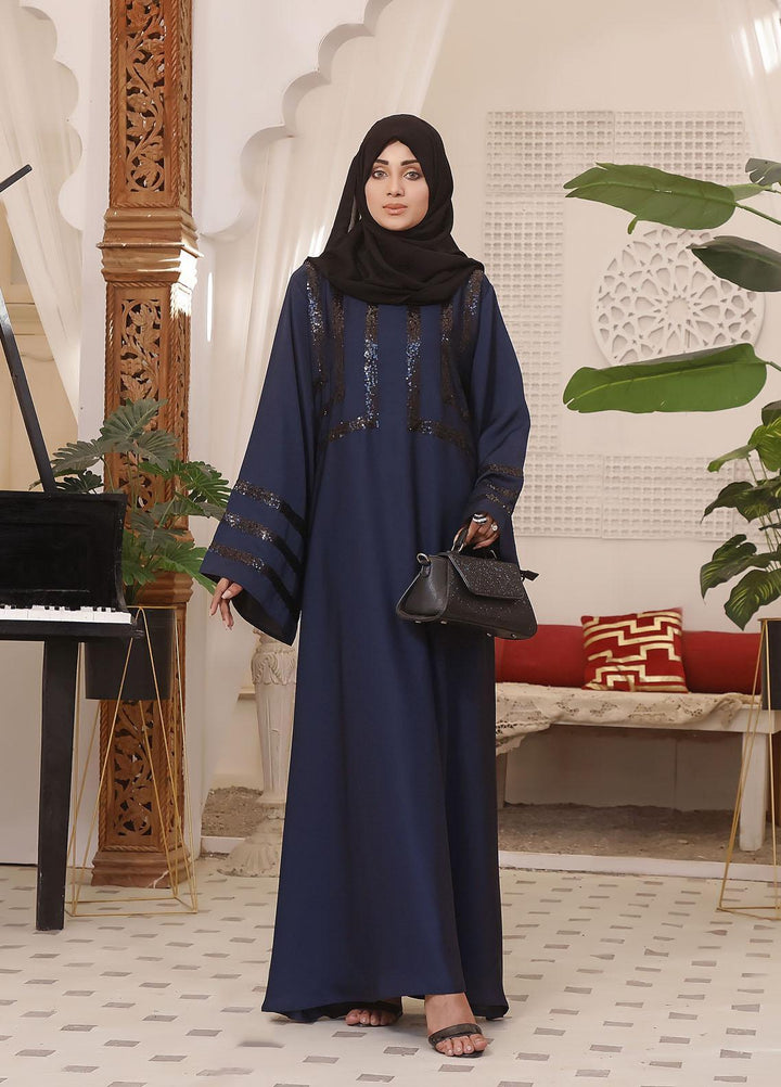 The Great Master (TGM)  Korean Nida Front Closed Abaya TGM22MM Ember Blue