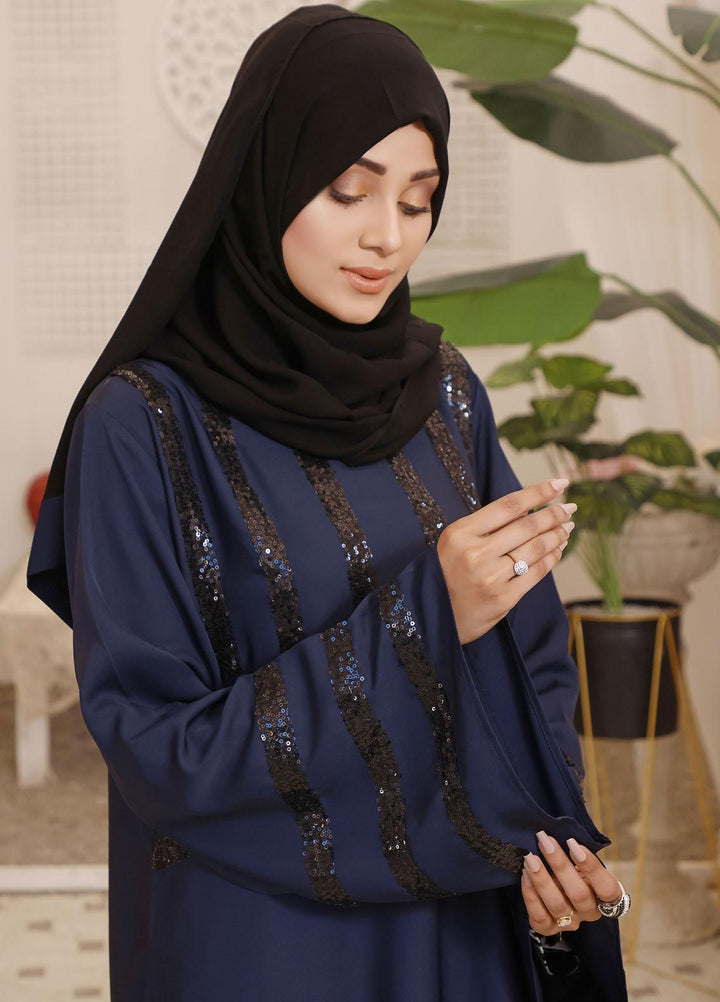 The Great Master (TGM)  Korean Nida Front Closed Abaya TGM22MM Ember Blue