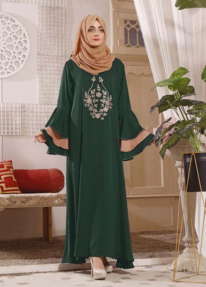 The Great Master (TGM)  Korean Nida Front Closed Abaya TGM22MM Whisper Green