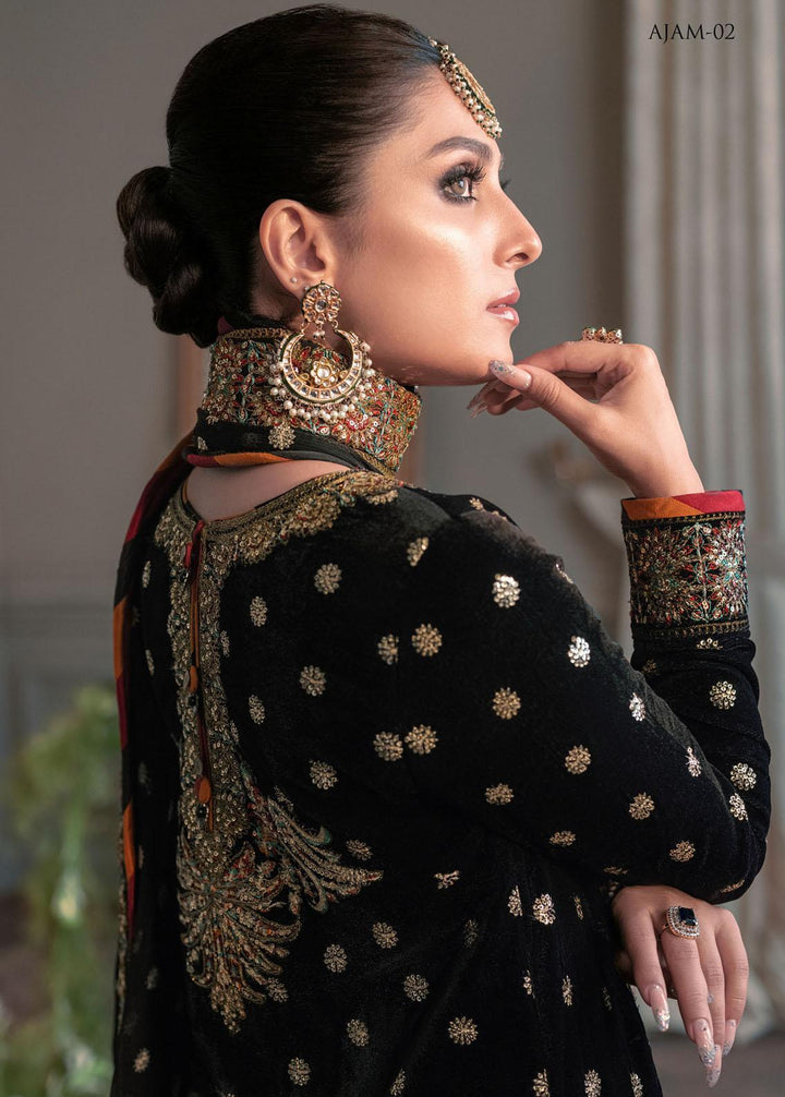 The Ayeza Edit by Asim Jofa Embroidered Velvet Suits Unstitched 3 Piece AJ22AM AJAM-02 - Winter Collection