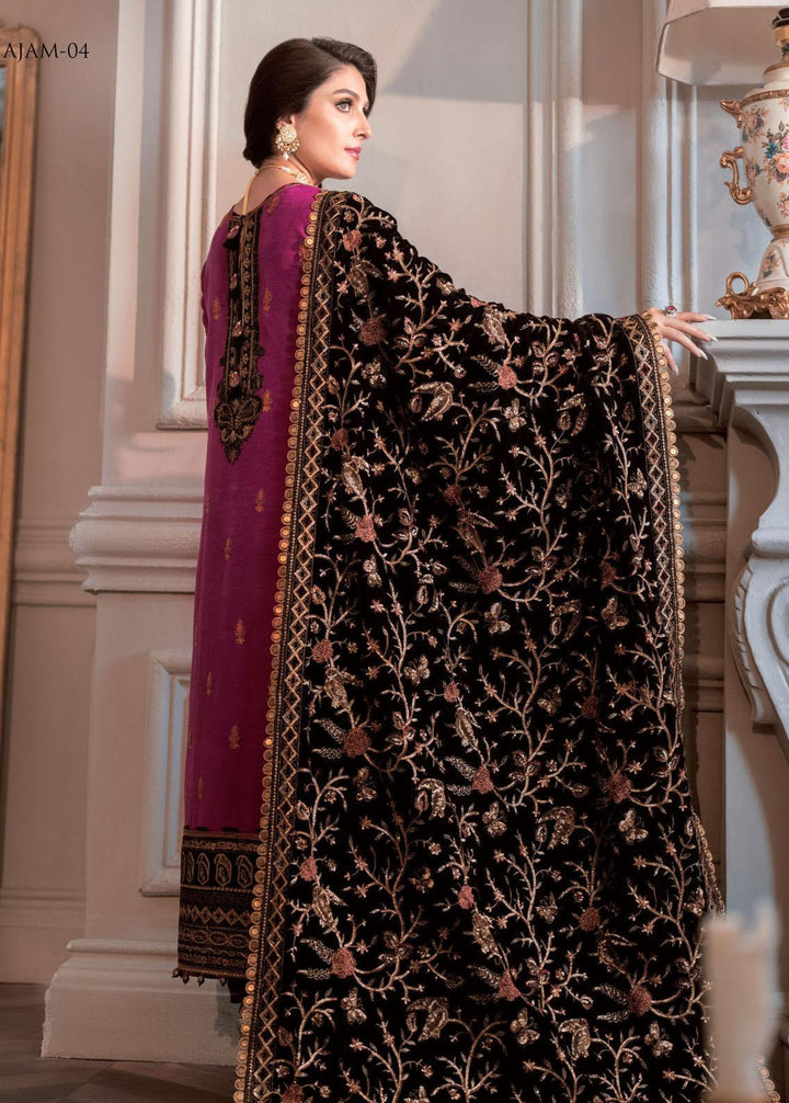 The Ayeza Edit by Asim Jofa Embroidered Velvet Suits Unstitched 3 Piece AJ22AM AJAM-04 - Winter Collection