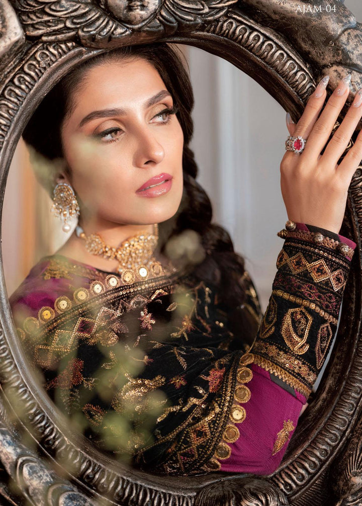 The Ayeza Edit by Asim Jofa Embroidered Velvet Suits Unstitched 3 Piece AJ22AM AJAM-04 - Winter Collection