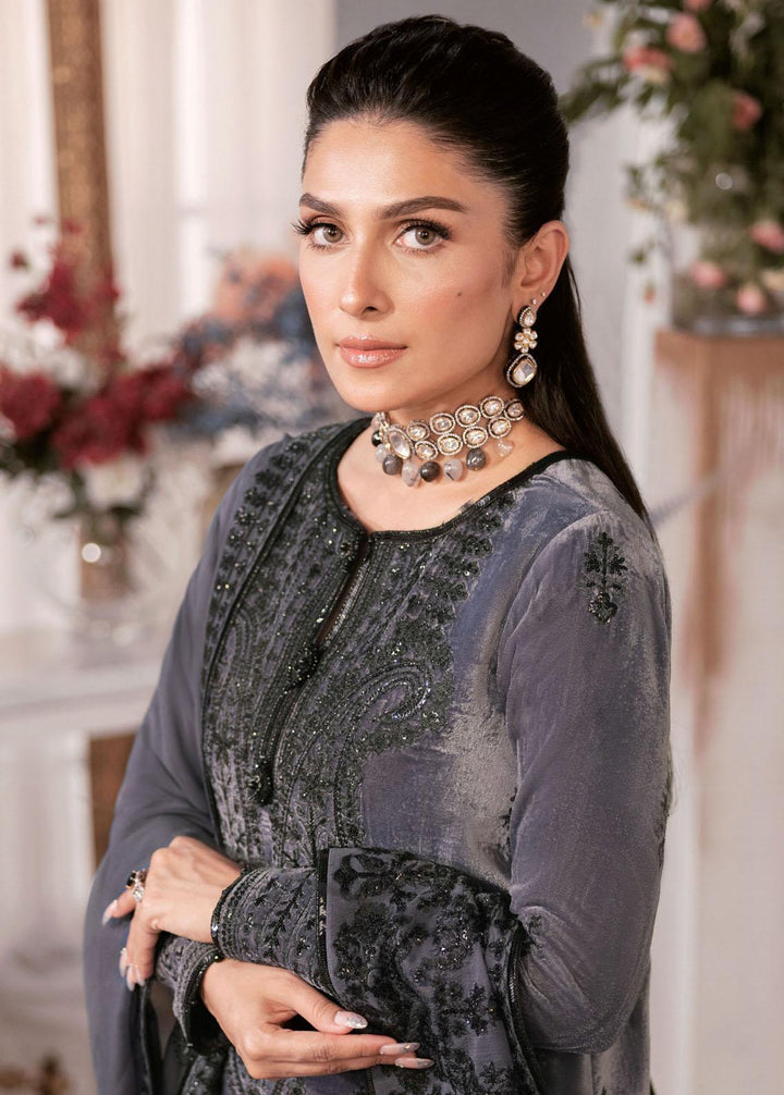 The Ayeza Edit by Asim Jofa Embroidered Velvet Suits Unstitched 3 Piece AJ22AM AJAM-05 - Winter Collection