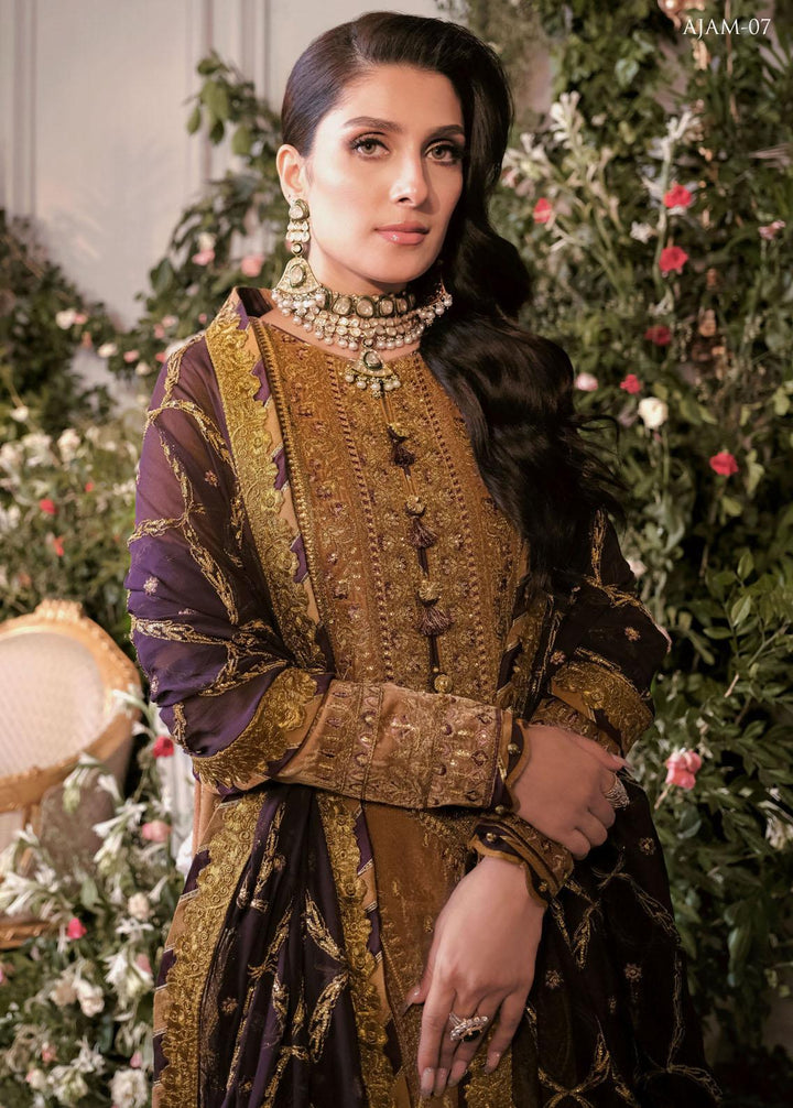 The Ayeza Edit by Asim Jofa Embroidered Velvet Suits Unstitched 3 Piece AJ22AM AJAM-07 - Winter Collection
