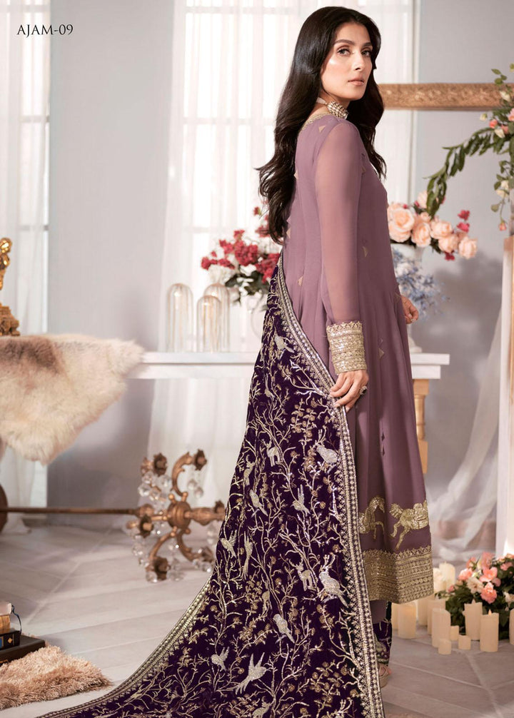 The Ayeza Edit by Asim Jofa Embroidered Velvet Suits Unstitched 3 Piece AJ22AM AJAM-09 - Winter Collection