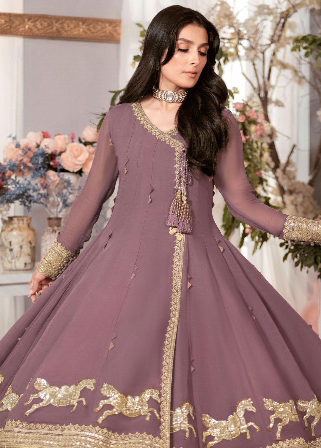 The Ayeza Edit by Asim Jofa Embroidered Velvet Suits Unstitched 3 Piece AJ22AM AJAM-09 - Winter Collection