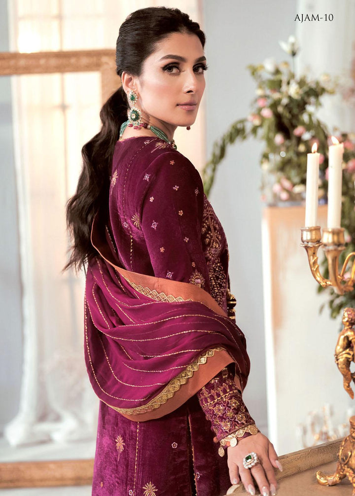 The Ayeza Edit by Asim Jofa Embroidered Velvet Suits Unstitched 3 Piece AJ22AM AJAM-10 - Winter Collection