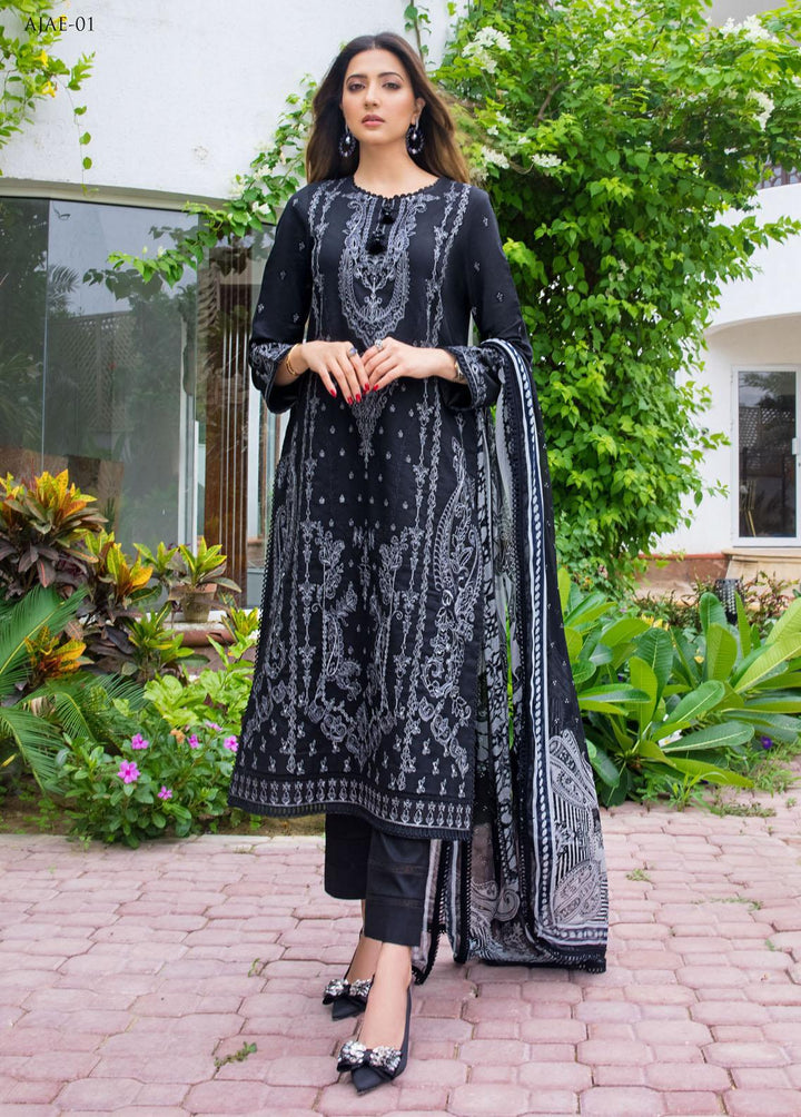 The Aymen Edit by Asim Jofa Embroidered Cambric Suits Unstitched 3 Piece AJ22AE AJAE-01 - Winter Collection