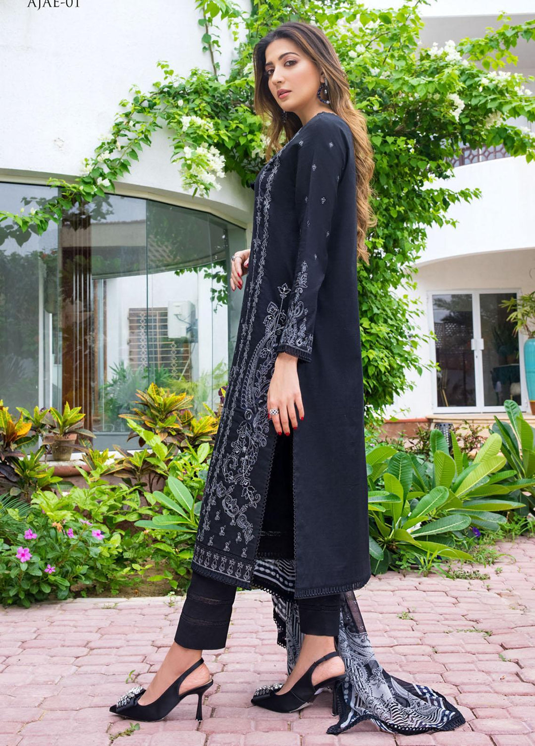 The Aymen Edit by Asim Jofa Embroidered Cambric Suits Unstitched 3 Piece AJ22AE AJAE-01 - Winter Collection