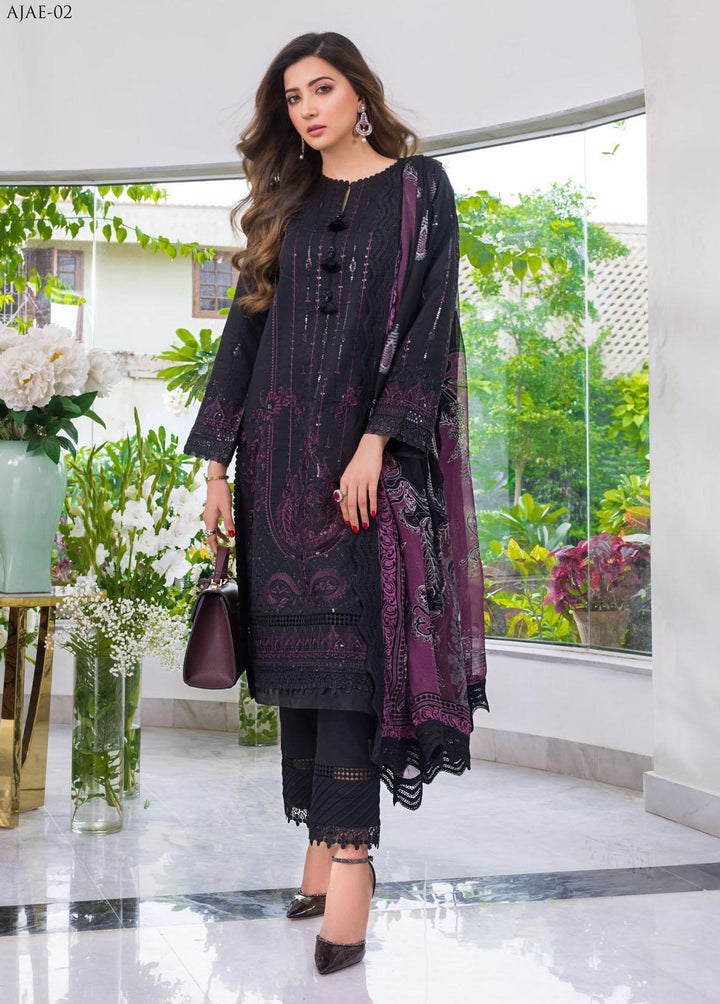 The Aymen Edit by Asim Jofa Embroidered Cambric Suits Unstitched 3 Piece AJ22AE AJAE-02 - Winter Collection
